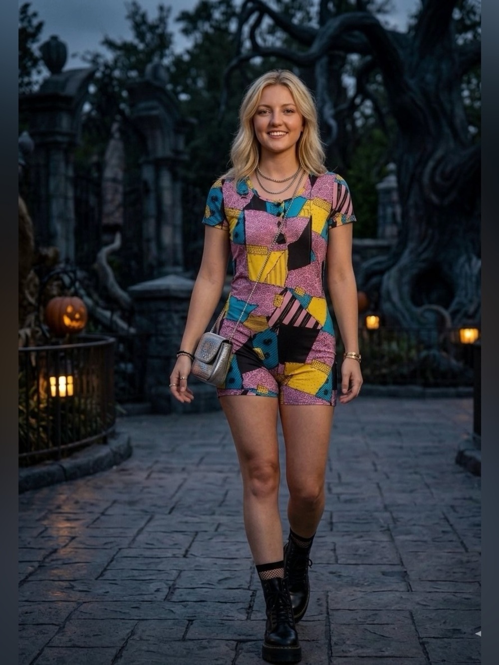 Her Universe The Nightmare Before Xmas Sally patchwork romper